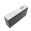 MONDIAZ TURE-DLUX Meuble toilette - 100cm - Dark Grey - EDEN - vasque Ostra - position droite - 1 trou de robinet SW1104805