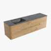Mondiaz CIRO-DLUX Badkamermeubelset - 170x45x50cm - Solid surface wastafel Lava - 1 wasbak Links - zonder kraangaten - 4 lades - Oak SW1530995
