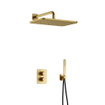 Hotbath Gal IBS40A Ensemble de douche - encastré - douche principale rectangulaire de 27 cm - bras mural de 35 cm - douchette à main - laiton brossé PVD SW656129