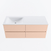 MONDIAZ VICA Ensemble meuble de salle de bains - 120cm - meuble bas rosee - 4 tiroirs - lavabo cloud gauche - sans trous de robinet - version haute 60cm - talc SW1083336