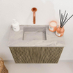 Mondiaz JOYA-DLUX 50cm toiletmeubel - kleur Dusk - Wastafel FAYE positie Links Zonder kraangat kleur Glace. SW1423131