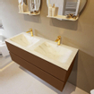 Mondiaz VICA-DLUX Ensemble de meuble de salle de bain - 120cm - meuble sous-vasque repos - 2 tiroirs - lavabo encastrée cloud double - 2 trous de robinet - version haute de 60cm - opalo SW1086413