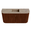 Mondiaz JOYA-DLUX 83.2cm meuble de toilette - arrondis gauche et droite couleur Ruby - Vasque FAYE position Milieu 1 trou de robinet couleur Arena. SW1425315
