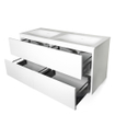 BRAUER Glacier Meuble lavabo - 120x46x2cm - trop-plein - 2 lavabos gauche droite - 2 trous de robinet - Finestone mat blanc SW86536