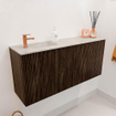 Mondiaz JOYA-DLUX 90cm meuble de salle de bains - couleur Walnut - Vasque FAYE position Gauche 1 trou de robinet couleur Ostra. SW1422635