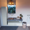 Mondiaz ALAN-DLUX Ensemble de meuble - 120cm - meuble Clay mat - 2 tiroirs - Lavabo Cloud Lava suspendu - vasque Gauche - 0 trous de robinet SW808571