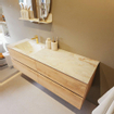 MONDIAZ VICA-DLUX Ensemble meuble de salle de bains - 150cm - meuble bas Washed oak - 4 tiroirs - lavabo encastré cloud à gauche - 1 trou de robinet - version hauteur 60cm - frape SW1088815