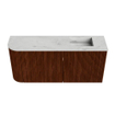 Mondiaz JOYA-DLUX 91.6cm meuble de toilette - arrondi gauche couleur Ruby - Vasque FAYE position Droite Sans trou de robinet couleur Opalo. SW1423736