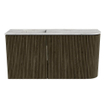 Mondiaz JOYA-DLUX Meuble de salle de bains 81.6cm - arrondi droit couleur Shadow - Vasque FAYE position Gauche Sans trou de robinet couleur Glace SW1422770