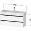 Duravit Ketho 2 meuble bas de lavabo avec 2 tiroirs pour lavabo simple 118.4x46x54.9cm avec poignées anthracite basalt mat SW772712