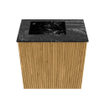 Mondiaz JOYA-DLUX 40cm toiletmeubel - kleur Oak - Wastafel FAYE positie Links Zonder kraangat kleur Lava. SW1422064