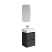 Xellanz mini ensemble de meubles de salle de bain 45x72x35cm 2 tiroirs lavabo céramique blanc 1 trou de robinetterie miroir noir mat SW916916