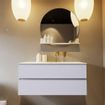 MONDIAZ VICA-DLUX Ensemble meuble de salle de bains - 110cm - meuble bas Cale - 2 tiroirs - lavabo encastré Cloud à droite - sans trous de robinet - version haute 60cm - Opalo SW1088728