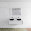 Mondiaz Lagom Meuble salle de bains 120x30.9x45cm Solid Surface Urban 1 tiroir avec lavabo BINX vasque à poser double 2 trous de robinet SW409327