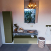Mondiaz ALAN-DLUX Ensemble de meuble - 120cm - meuble Army mat - 1 tiroir - Lavabo Cloud Lava suspendu - vasque Droite - 0 trous de robinet SW808438