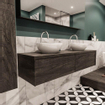 ENSEMBLE DE MEUBLE MONDIAZ LUSH - 150 cm - 2 tiroirs - lavabo BARCO - 2 lavabos - 2 trous de robinet - marron foncé SW409658