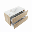 MONDIAZ VICA-DLUX Ensemble meuble de salle de bains - 90cm - sous-meuble chêne blanchi - 2 tiroirs - lavabo encastré cloud au milieu - 1 trou de robinet - version haute 60cm - frape SW1088784