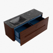 Mondiaz CIRO-DLUX Meuble de salle de bains - 130x45x50cm - Plan vasque solid surface Lava - 1 lavabo à gauche - sans trous de robinet - 4 tiroirs - Ruby SW1531588