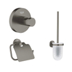 GroheStart ensemble WC - porte-balai WC - crochet porte-serviette - porte-rouleau WC - graphite brossé SW1577133