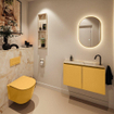 MONDIAZ TURE-DLUX Meuble de toilette 80cm Ocher. EDEN lavabo Frappe position droite. Avec 1 trou de robinet. SW1102883