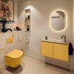 MONDIAZ TURE-DLUX Meuble toilette - 80cm - Ocher - EDEN - vasque Frappe - position droite - 1 trou de robinet SW1102883