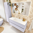 Mondiaz VICA ensemble de meuble de salle de bain - 120cm - meuble sous-vasque cale - 2 tiroirs - lavabo cloud milieu - 1 trou de robinet - couleur talc - miroir LED - version XL 60cm haut SW1095462