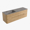 Mondiaz CIRO-DLUX Badkamermeubelset - 150x45x50cm - Solid surface wastafel Oza - 1 wasbak Links - zonder kraangaten - 4 lades - Oak SW1531147