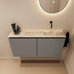 MONDIAZ TURE-DLUX Meuble toilette - 100cm - Smoke - EDEN - vasque Frappe - position droite - sans trou de robinet SW1103080