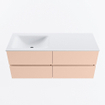 Mondiaz VICA Ensemble de meuble de salle de bain - 120cm - meuble sous vasque rosee - 4 tiroirs - lavabo cloud gauche - 1 trou de robinet - version haute de 60cm - talc SW1083342