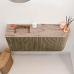 Mondiaz JOYA-DLUX 91.6cm meuble de salle de bains - arrondi droit couleur Dusk - Vasque FAYE position Gauche 1 trou de robinet couleur Arena. SW1425773