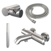 Robinet de baignoire Brauer Brushed Edition - ensemble de douche - douchette à main 1 fonction - bouton lisse - PVD - Inox brossé SW1164616