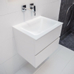 Mondiaz VICA ensemble de meuble de salle de bain - 60cm - meuble sous lavabo talc - 2 tiroirs - lavabo cloud milieu - sans trou de robinet - miroir LED - version XL 60cm de haut SW1097788