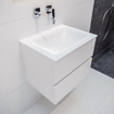 MONDIAZ VICA Ensemble de meuble salle de bain - 60cm - 2 tiroirs - lavabo Cloud au centre - 0 trous de robinet - solid surface talc SW409825
