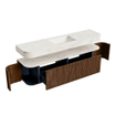 MONDIAZ THOR-DLUX 180cm badmeubel ronding links + rechts kleur Walnut met 2 lades en 2 deuren. Vrijhangende wastafel CLOUD Midden 1 kraangat kleur Ostra. SW1465968