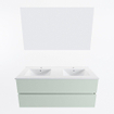 Mondiaz VICA ensemble de meuble de salle de bain - 120cm - meuble sous-vasque greey - 2 tiroirs - lavabo denia double - 2 trous de robinet - couleur Blanc Brillant - miroir LED - version XL 60cm de haut SW1091955