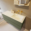 Mondiaz VICA-DLUX ensemble de meuble de salle de bain - 120cm - meuble sous-vasque armée - 2 tiroirs - lavabo encastré cloud droite - sans trous de robinet - version haute de 60cm - opalo SW1086505