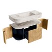 MONDIAZ THOR-DLUX 100cm meuble de salle de bains arrondi gauche + droite couleur Oak avec 1 tiroir et 2 portes. Vasque suspendue CLOUD Centre sans trou de robinet couleur Frappe. SW1467300