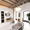 Mondiaz BUKLA Ensemble de meuble salle de bain - 120x45x34cm - 1 trou de robinet - lavabo à gauche - solid surface - Urban - sans poignée - 2 tiroirs - Mélamine - Chêne blanchi SW704825