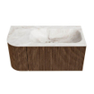 MONDIAZ KURVE-DLUX 95cm Meuble salle de bain avec module 25 G - couleur Walnut - 1 tiroir - 1 porte - vasque BIG SMALL droite - sans trou de robinet - couleur Frappe SW1137469