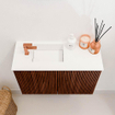 Mondiaz JOYA 60cm toiletmeubel - kleur Ruby - Wastafel FAYE positie Links 1 kraangat kleur Talc. SW1421729