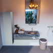 Mondiaz ALAN-DLUX Ensemble de meuble - 120cm - meuble Clay mat - 1 tiroir - Lavabo Cloud Lava suspendu - vasque Droite - 1 trou de robinet SW808779
