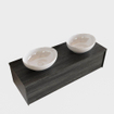 ENSEMBLE DE MEUBLE MONDIAZ LUSH - 120cm - 1 tiroir - lavabo BARCO - 2 lavabos - 2 trous de robinet - anthracite SW409621