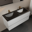 Mondiaz AIVY Ensemble de meuble - 120x45x50cm - 2 trous de robinet - 2 vasques Urban Solid surface - Gauche et droite - 2 tiroirs - avec miroir - MDF Talc SW892218