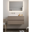 Mondiaz VICA ensemble de meuble de salle de bain - 100cm - meuble sous-vasque fumée - 2 tiroirs - lavabo lune gauche - sans trou de robinet version XL 60cm de haut SW1089737