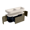 MONDIAZ THOR-DLUX Meuble de salle de bains 120cm arrondi gauche + droite couleur Shadow avec 1 tiroir et 2 portes. Vasque suspendue CLOUD Double 2 trous de robinet couleur Meli. SW1463351
