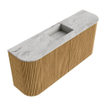 Mondiaz JOYA-DLUX 93.2cm toiletmeubel - ronding links en rechts kleur Oak - Wastafel FAYE positie Midden Zonder kraangat kleur Glace. SW1422026