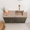 Mondiaz JOYA-DLUX Meuble de salle de bains 70cm - couleur Shadow - Vasque FAYE position Droite Sans trou de robinet couleur Arena SW1424805