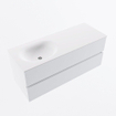 MONDIAZ VICA Meuble de salle de bains 120cm sous-meuble Talc 2 tiroirs. Lavabo MOON gauche sans trou de robinet, couleur Talc. SW1381922
