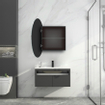 Adema Lonato Armoire de toilette - ronde - diamètre 60cm - armoire 40x40x13cm - noir SW640032