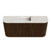 Mondiaz JOYA-DLUX Meuble de salle de bains 93.2cm - arrondi gauche et droite couleur Noyer - Vasque FAYE position Milieu Sans trou de robinet couleur Frappe SW1422379